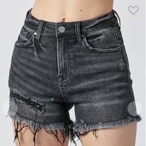 Risen cutoff black denim shorts, NWT